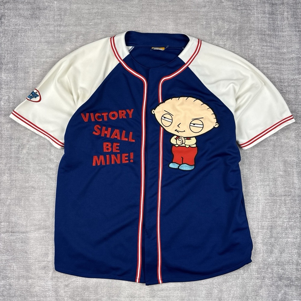 Family Guy Jersey Mens Small XL Blue Vtg  Y2K Stewie Baseball Style Movie Promo‎